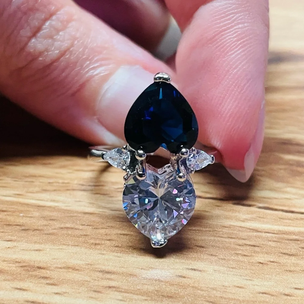 Mirrored Double Heart Statement Ring